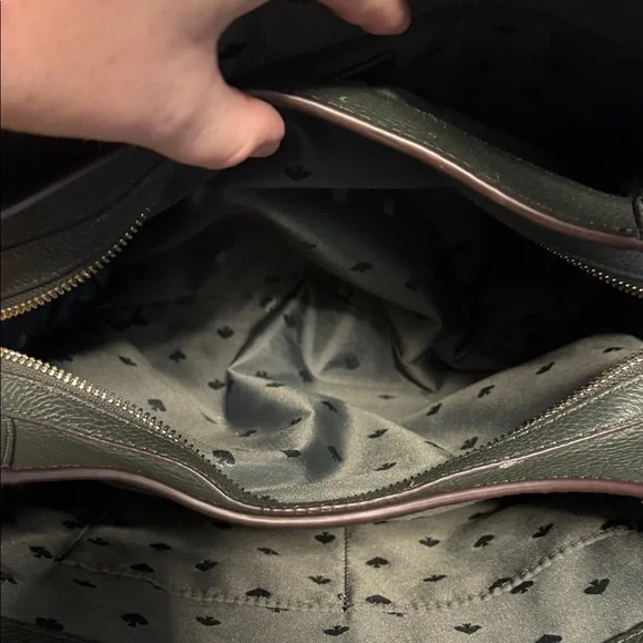 Dark Green Leather Tote - Picture 7 of 8